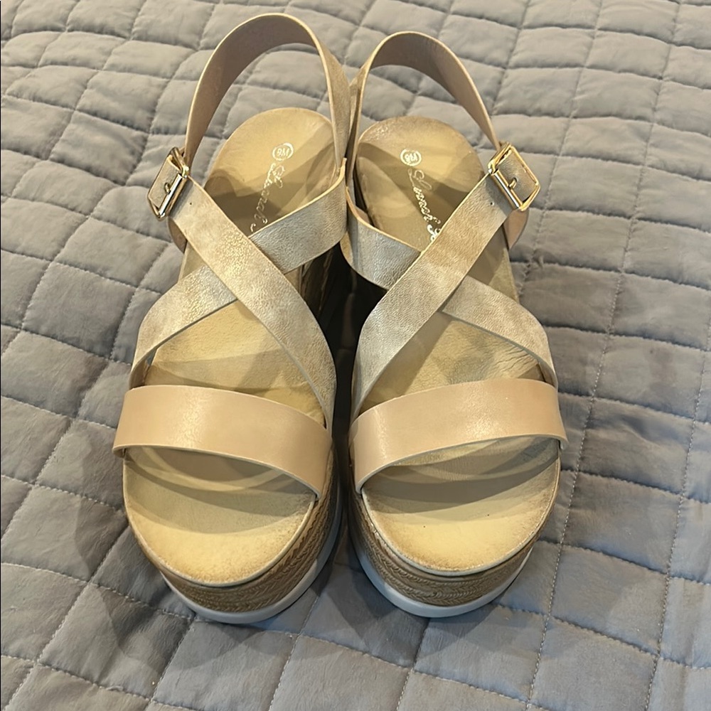 Elegant Beige Platform Sandals